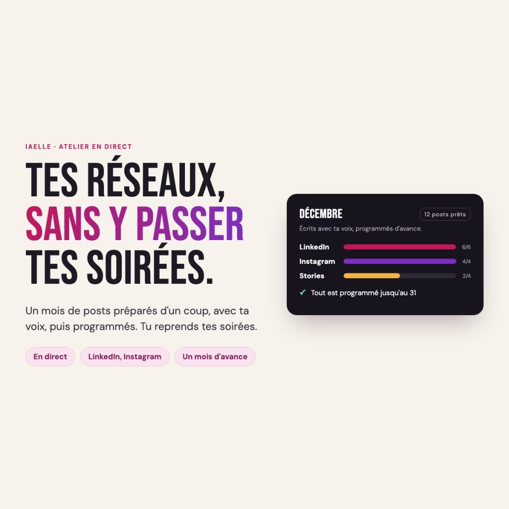 Atelier IAelle : tes réseaux sans y passer tes soirées