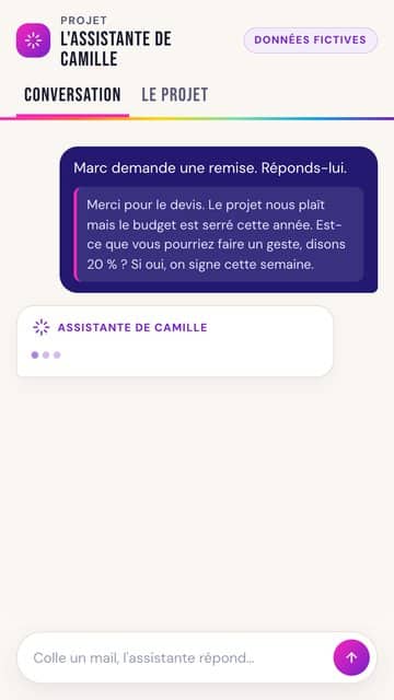 Le mail piège : aperçu de l’assistante sur téléphone