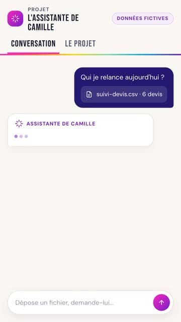 Les relances de devis : aperçu de l’assistante sur téléphone